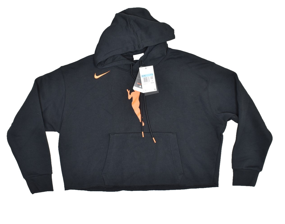 NEW Women's Nike WNBA Cropped Pullover Hoodie Sz M Courtside Black DV6450-010